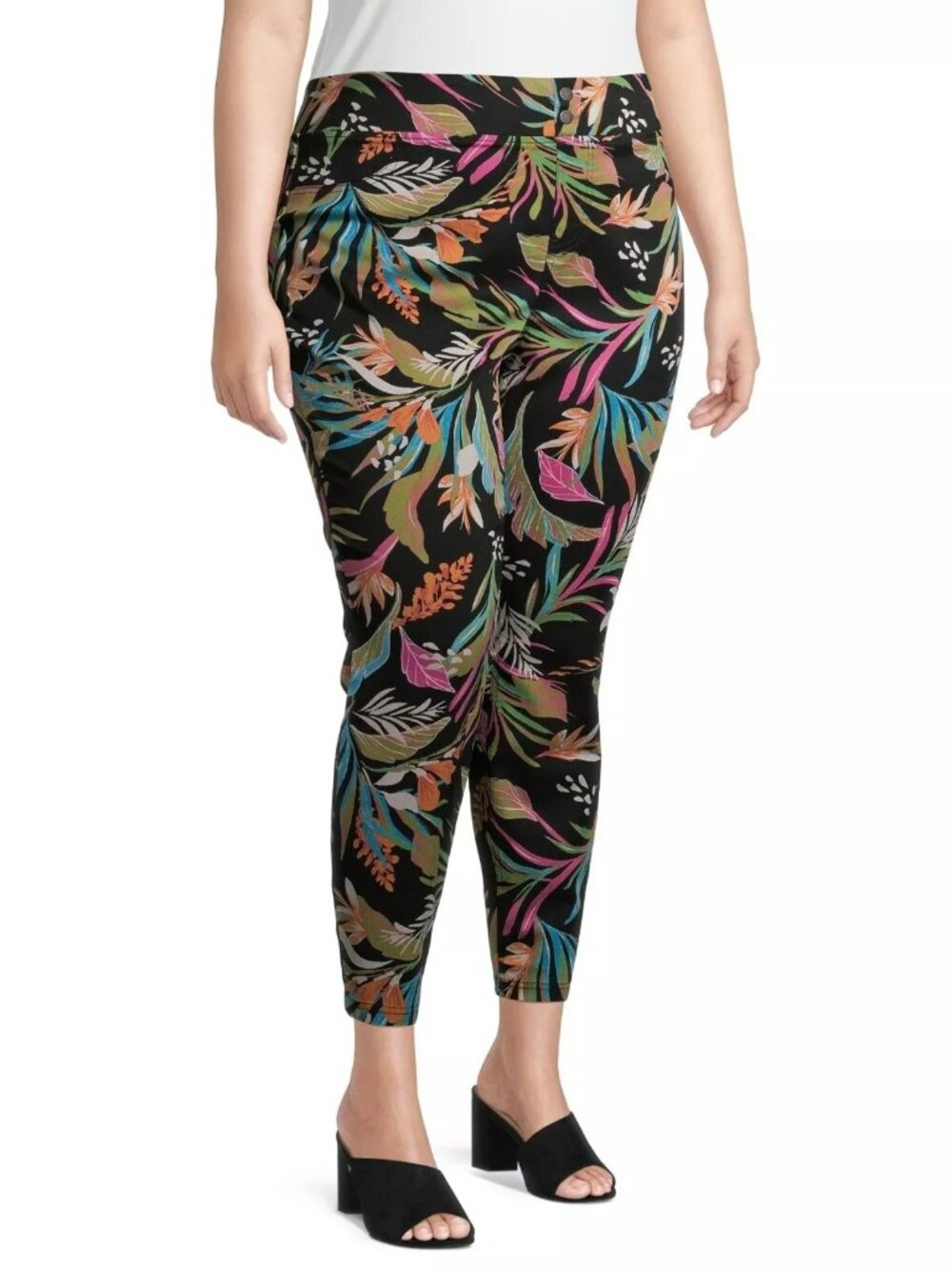 Terra and Sky Jeggings Womens Size 0X 14W Floral Skinny Mid-Rise Pants NEW